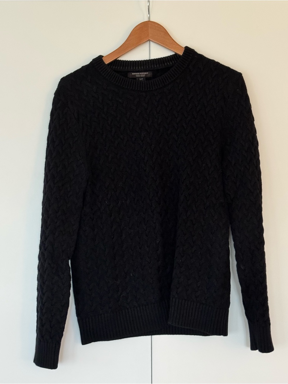 Banana Republic Men's Cable Crewneck Sweater - Charcoal, Size S